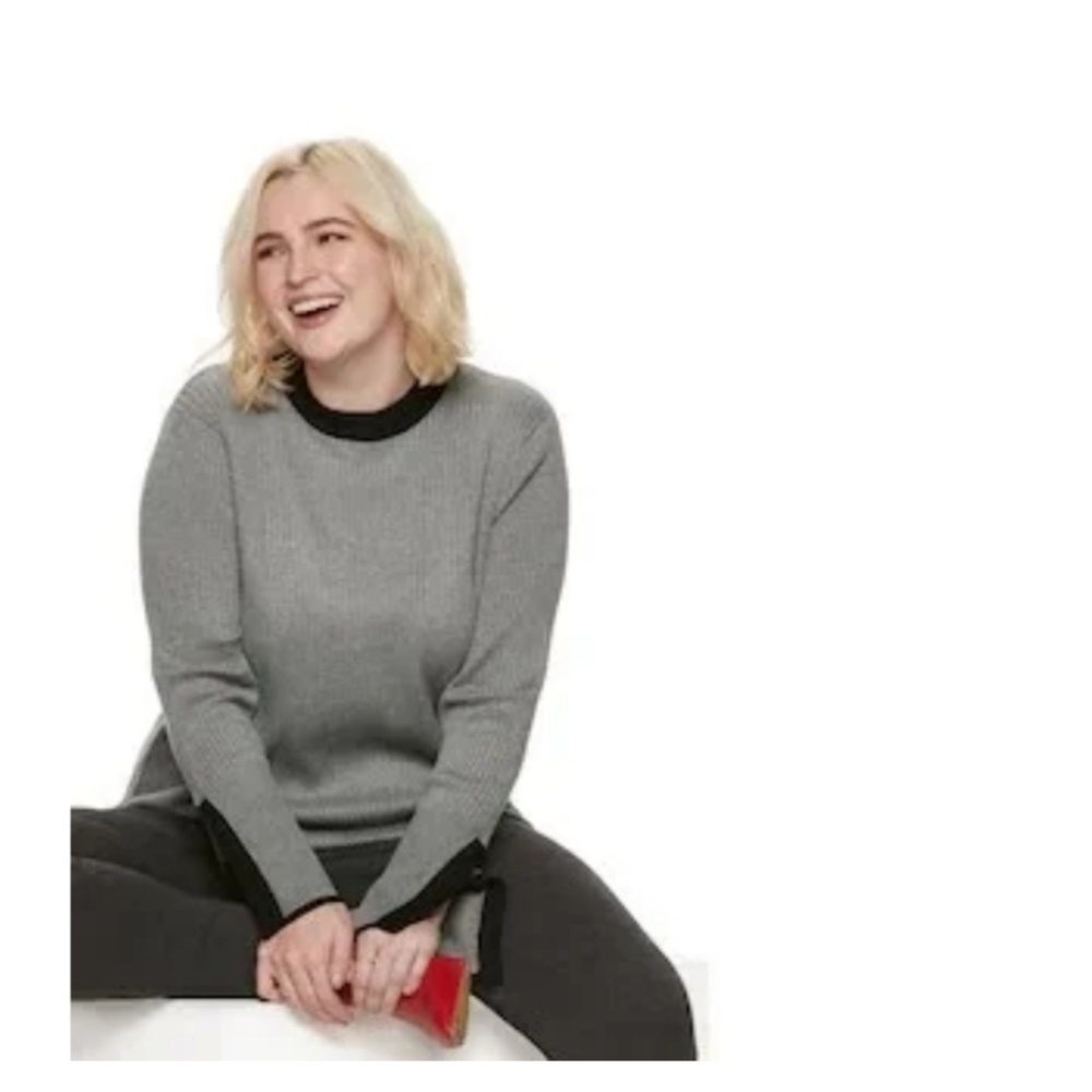 Popsugar slit sleeve 2 toned sweater!NWT